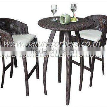 Modern Outdoor Rattan High Round Bar Table and Chairs