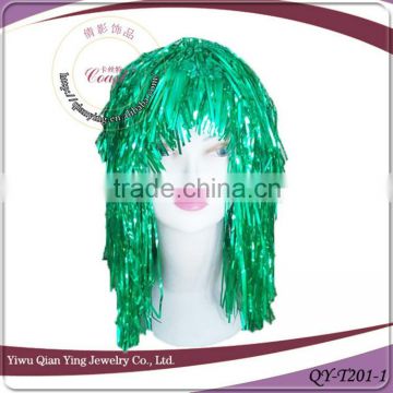 hot sell cheap green party tinsel wigs