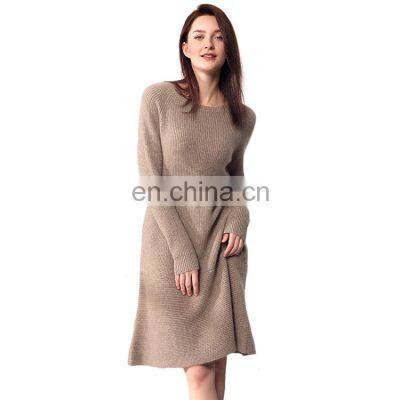 Winter Turtle Neck Merino Wool Dress Sweater for Women