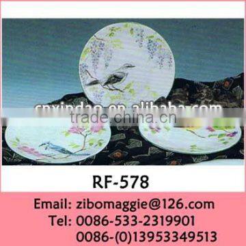 Wholesale Disposable Round Porcelain Plate with Bird Design for Decorative Plate