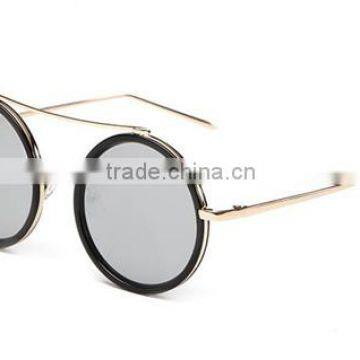 UV 400 Women Ladies Female Fashionable Reflective Black Full Metal Frame Round Lens Sunglasses photo-3