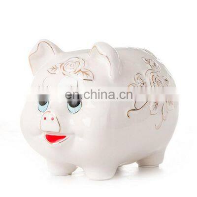 Children Gift Home Decoration Rose Colorful Pig Shape Ceramic Money Box Saving Box photo-5