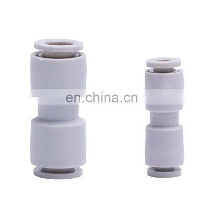 Hot Sales PU Series Two Way 4/6/8/10/12/14/16mm White Plastic High Precision Air Fitting Pneumatic Air Connection