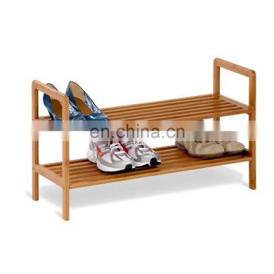 2 tier no folding bamboo wooden bench 2 tier shoe rack organizer shelves