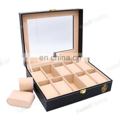 High quality wholesale 10 slots leather packaging watch display watch storage box