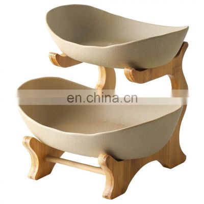 European Double Layer fruit  plate creative ceramic household  basket