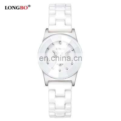 LONGBO 8631 Lover's Classic Luxury Ceramic Watches Women Diamond Female Fashion Waterproof Quartz Watch Clock