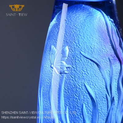 Manufacturer H20cm H14cm Crystal Inside Matt Carving Design Original Incense Burner Set photo-5