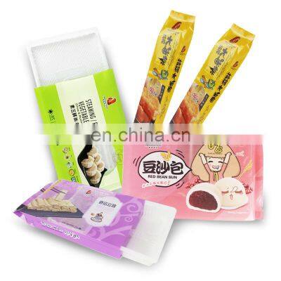 custom printed clear window back seal plastic pouch ziplock frozen food packaging bags with tray