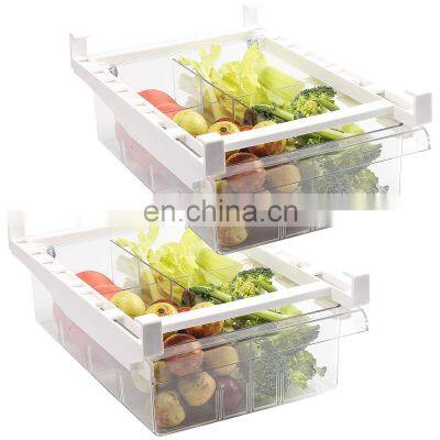 Fridge Drawer Organizer,Pull Out Refrigerator Organizer Bins with Handle,Clear Fridge Shelf Holder Storage Box Container