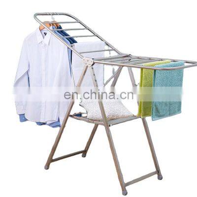 Folding stand for drying covered hanging double pole telescopic clothes rack