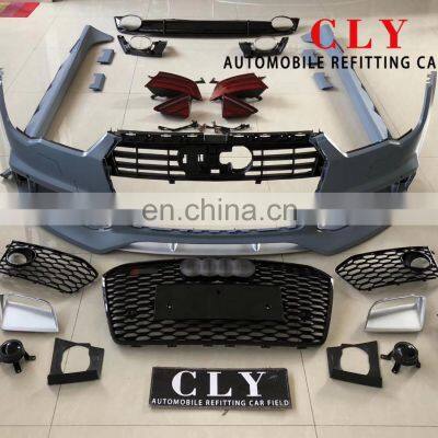 Auto Car Bumpers For 2016-2018 Audi A7 Upgrade RS7 Body Kits Front Car Grille Fog Lamp Grille Side Skirt Taillight Exhaust Pipe photo-2
