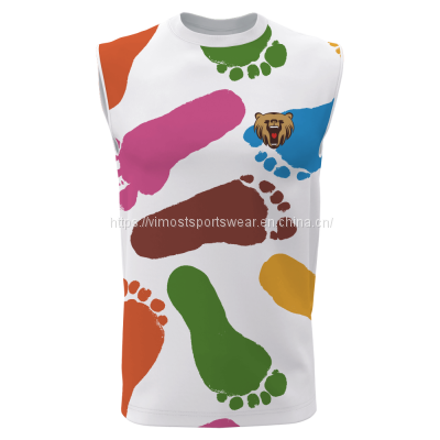 hot full custom sleeveless t-shirts with white round neck