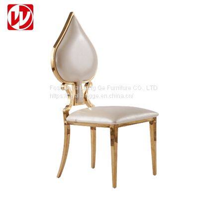 Hotel Restaurant Furniture Used Gold Stainless Steel Banquet Chair Heart Back Design Wedding Chairs photo-2