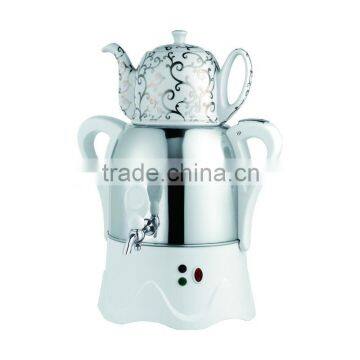 Electric Stainless Steel Kettle with White Ceramic Teapot