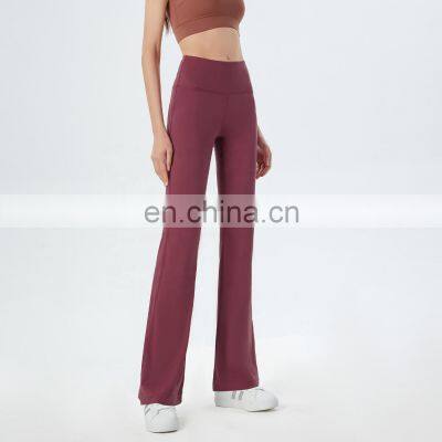 Custom High Rise Breathable Wide Leg Flared Pants Yoga Tummy Control Leggings