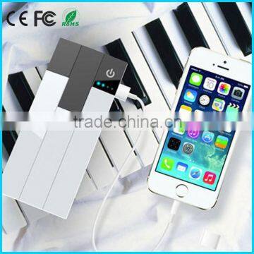 Double usb 15000mah power bank piano shape with cable for samsung