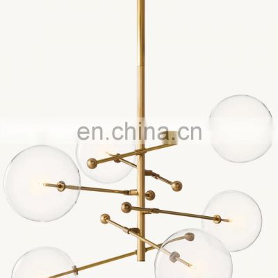 Modern New Mobile Glass Globe Linear Hanging Lighting Glass Chandelier for Home Hotel Bar Ceiling Suspension Lighting