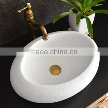 Best Quality Indoor Natural Crystal White Stone Bathroom Sink photo-2