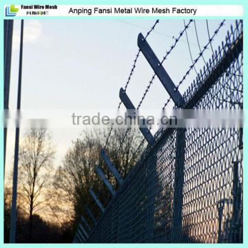 Hot dip galvanized cyclone wire fencing with barbed wire top