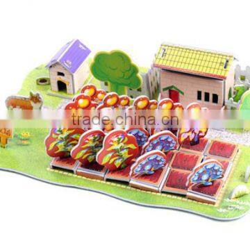 high quality paper cubic fun 3d farm sharp puzzle