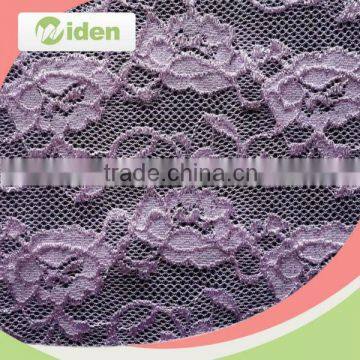 Make-to-order tricot knit tulle lace purple stretch lace fabric                        
                                                                                Supplier's Choice