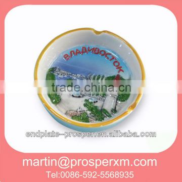 Round souvenir custom ceramic ashtray