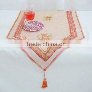 Beautiful and elegant organza embroidery table runner with tassels houseware household textile