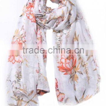 New design floral voile polyester print promotional scarf for spring