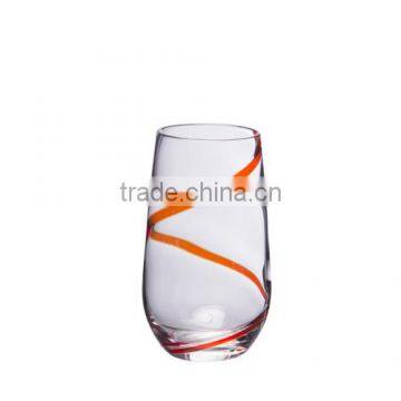 Clear Hi-ball glass with red swirl line