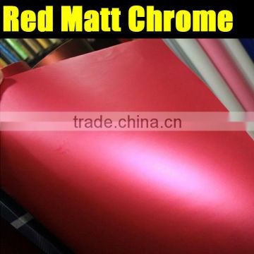 Air free Chrome Red Matte Vinyl Wrap Car Sticker Film / Size 1.52 x 30 Meter