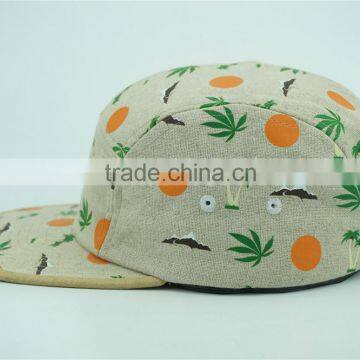 Hemp Fabric Custom Design 5 Panel Cap With Printing photo-3