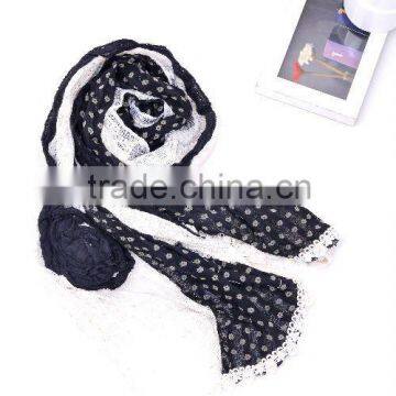 knitted Spring Summer scarf cotton spring embroidery scarf