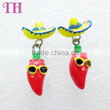 promotion design your own harmless resin strawhat chili shape fashion daily wear earrings 2016                        
                                                Quality Choice