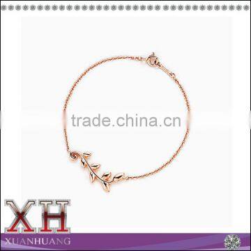 Rose Gold Over Silver 925 Tree Leaf Bracelet