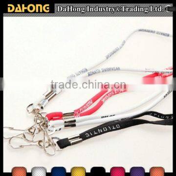 custom logo printing round cord metal clip neck lanyard