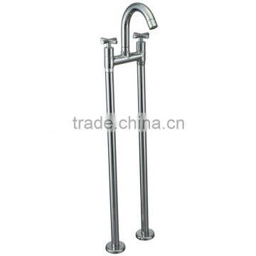 High Quality Dual Handle Brass Floor Stand Tap With Hand Shower & Hose, Polish and Chrome Finish