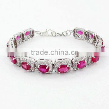 Rhodium bracelets 925 Solid Sterling Silver Natural Ruby Gorgeous Look American Diamond bracelets Diamond bracelets