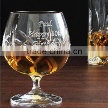 Frosted leadfree decal in stocks crystal handcut dublin manufacture brandy cognac glass wedding decor