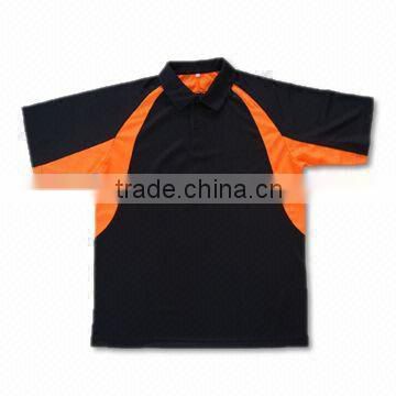 100% Polyeser Micro Custom Men Short Sleeve Black Polo Shirt with Orange Panels