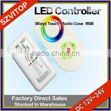 Plastic Case 5Keys Touch Control RGB LED Light Strip Remote Controller DC12V,24V