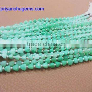 Chrysoprase Faceted 6*6 mm Trillion Shape Briolette Beads AAA Grade Straight Drilled 6" Strand Length Natural Loose Gemstones photo-4