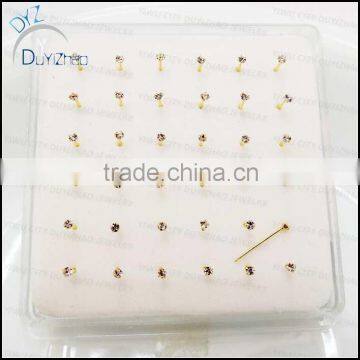 real gold round cz silver nose pins