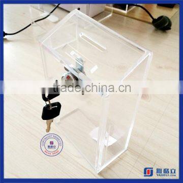 Various printing logo customized clear acrylic donation box for sale