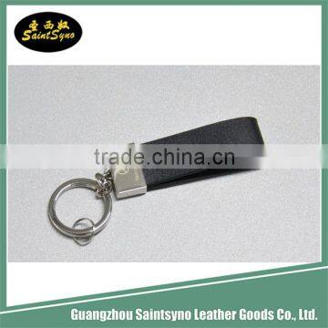 Custom logo embossed genuine leather car keychain