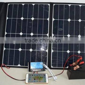 60W portable and foldable solar panel charger for camp and tent