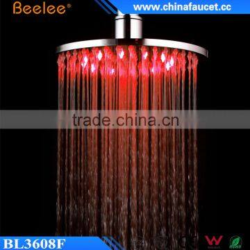 Round Brass Luxury Shower High Pressure Colorful LED Shower Head Powered by Water Pressure