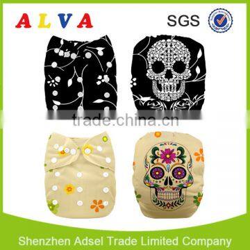 2015 Alva New Skull Design for Wholesale Reusable Cloth Diaper