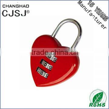 CJSJ Hot Sale Cable Padlock CH-28B red heart shaped combination lock