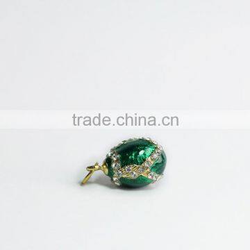 Customized metal green enamel pendant crystal stone